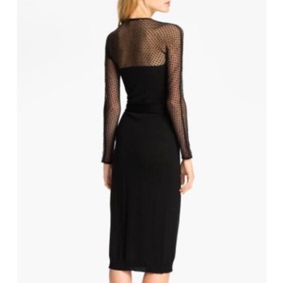 NWT Diane von Fürstenberg Zelda Bis Lace Midi Wrap Dress Silk Black Knit Size M - Picture 3 of 11